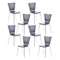 BESUCHERSTUHL 8er Set Holz grau - Grau, Holz/Metall (43/84/50cm) - CLP