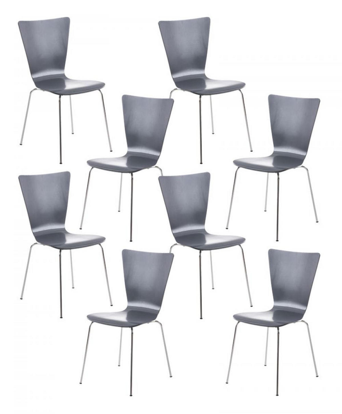 BESUCHERSTUHL 8er Set Holz grau - Grau, Holz/Metall (43/84/50cm) - CLP
