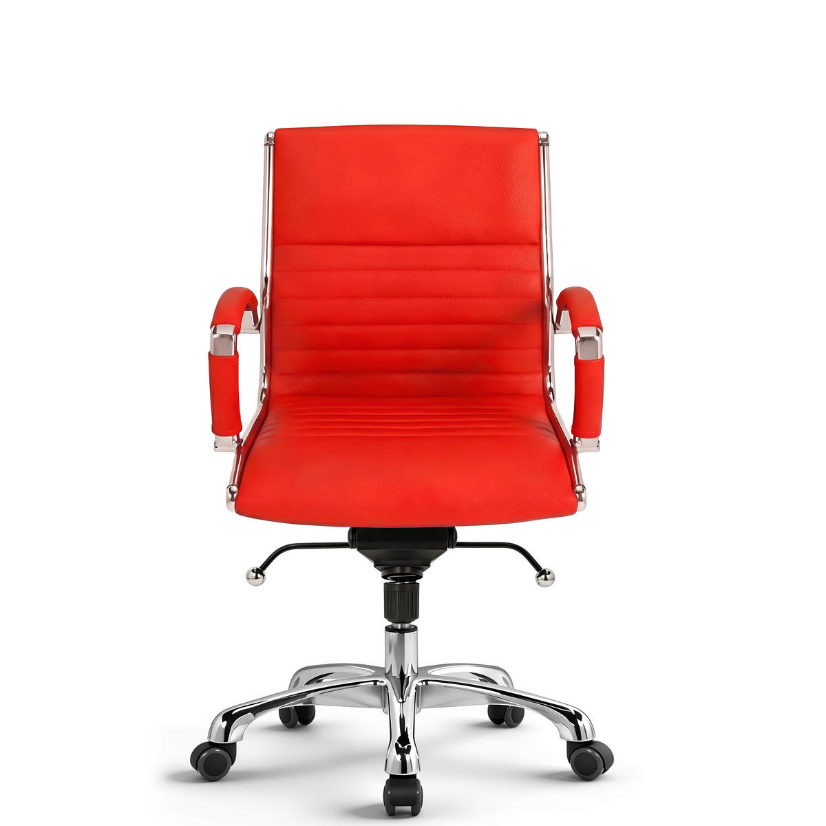 DREHSTUHL Montreal Echtleder Rot – ergonomisch, 150 kg belastbar, Sitzhöhe 46-54cm - Rot, Leder/Metall (60/97/60cm) - Versee