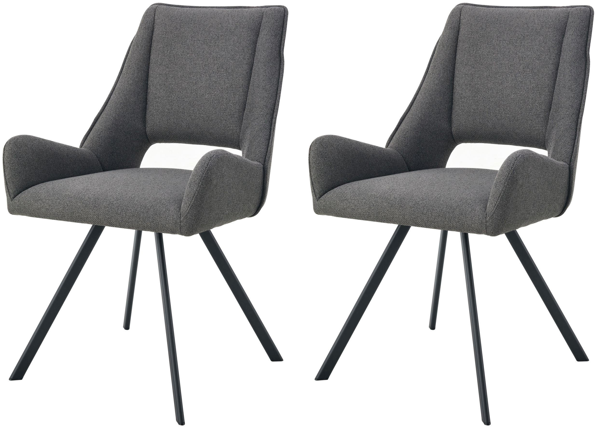 ARMLEHNENSTUHL Helen anthrazit 2er Set - Anthrazit/Schwarz, Textil/Metall (56/91/63cm) - Xonox