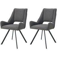 ARMLEHNENSTUHL Helen anthrazit 2er Set - Anthrazit/Schwarz, Textil/Metall (56/91/63cm) - Xonox