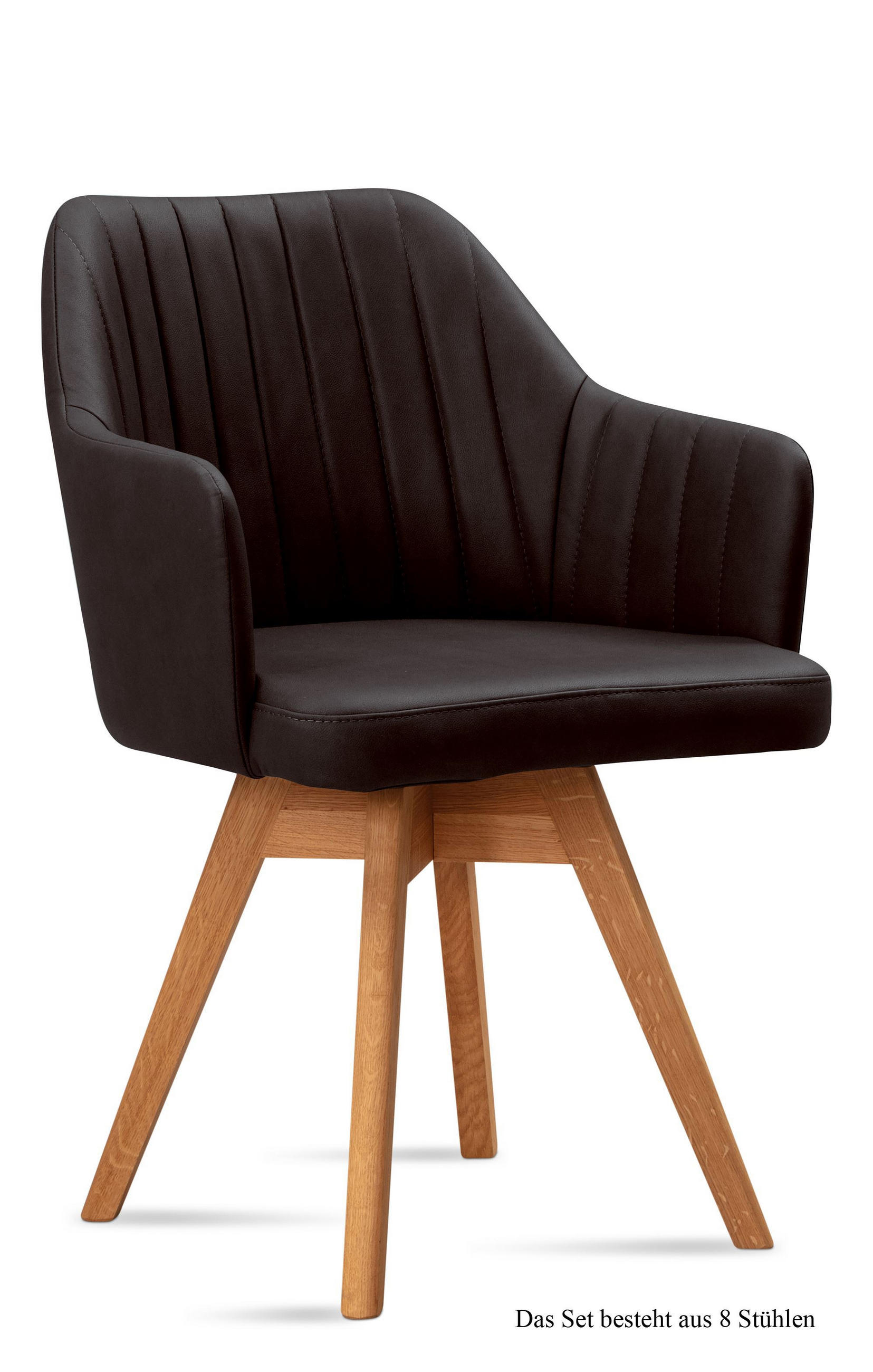 ARMLEHNSTUHL drehbar (8er-Set) Dotty 58x81x60 Eiche geölt/Espresso - Eichefarben/Dunkelbraun, Kunststoff (60/81/58cm) - 58aufmkessel