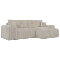 ECKSOFA NEKSON L - Beige Cord - Beige/Schwarz, Kunststoff/Textil (274/152cm) - MKS