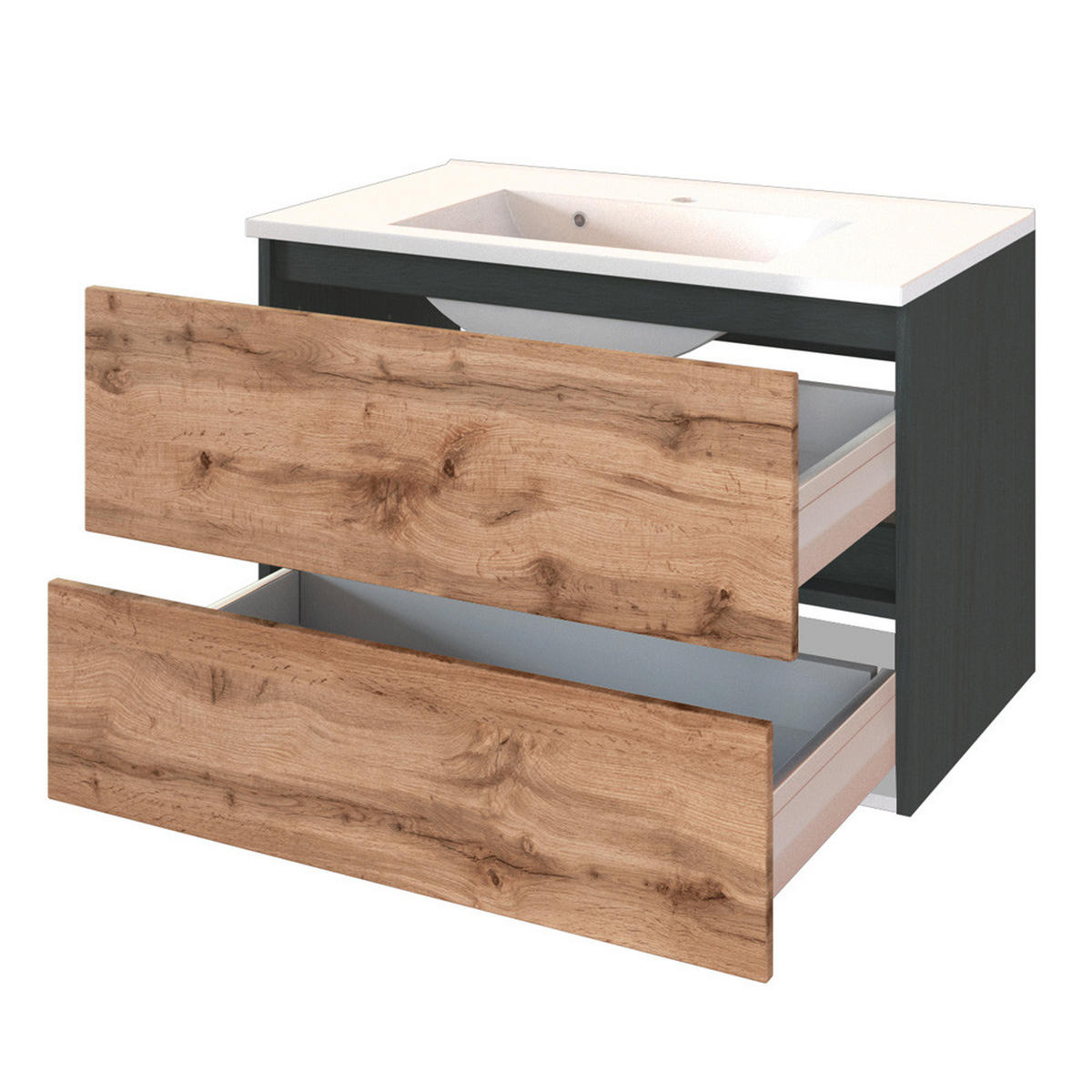 BADMÖBEL-SET 4-TLG. Lourosa-03 - Braun/Grau, Holzwerkstoff (140/200/47cm) - Lomado