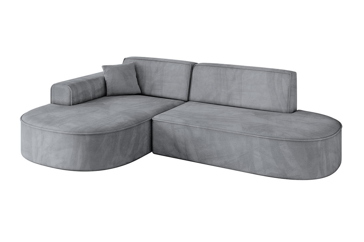 ECKSOFA Ottomane Links MARI-L1 - 243x171x79 cm Grau Velours - Schwarz/Grau, Holzwerkstoff/Kunststoff (243/171cm) - ALTDECOR