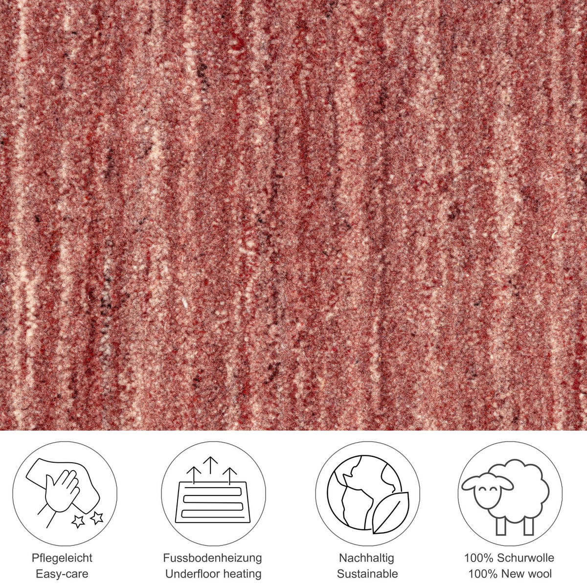 HANDWEBTEPPICH Pure 250x300 cm - Rot, Textil (250/300cm) - THEKO