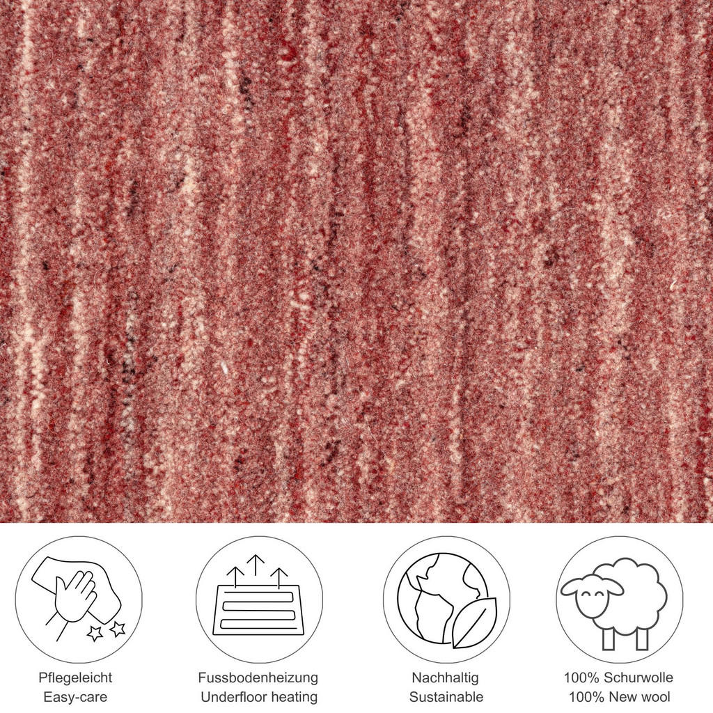 Thumbnail - Theko Handwebteppich, Rot, Textil, Uni, Rechteckig, 190x290 cm, antistatisch, Teppiche & Böden, Teppiche, Naturteppiche