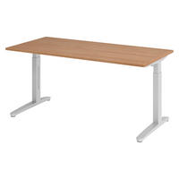 SCHREIBTISCH Serie-XB 80/160/74 cm in Nussbaumfarben/Silberfarben - Silberfarben/Nussbaumfarben, Holzwerkstoff (80/160/74cm) - bümö