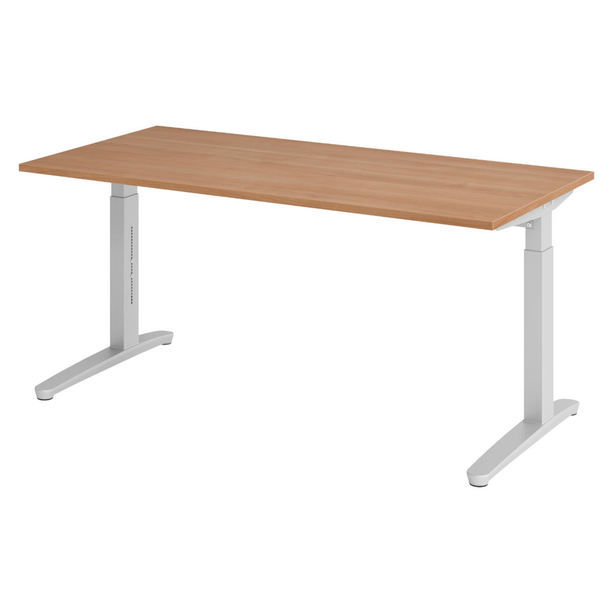 SCHREIBTISCH Serie-XB 80/160/74 cm in Nussbaumfarben/Silberfarben - Silberfarben/Nussbaumfarben, Holzwerkstoff (80/160/74cm) - bümö