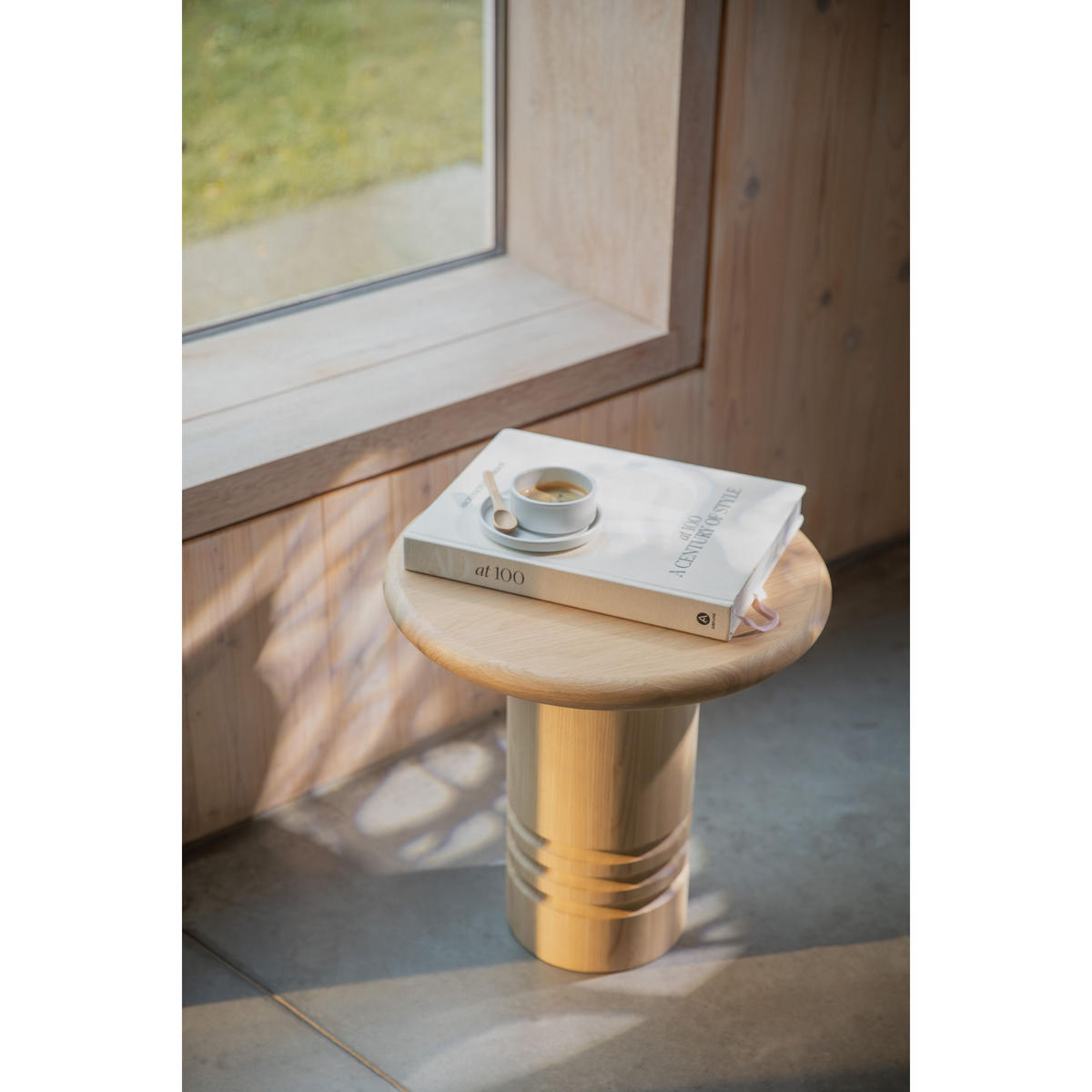 BEISTELLTISCH Chunk Rund 45 cm - Beige, Holzwerkstoff (45/45/45cm) - Zuiver