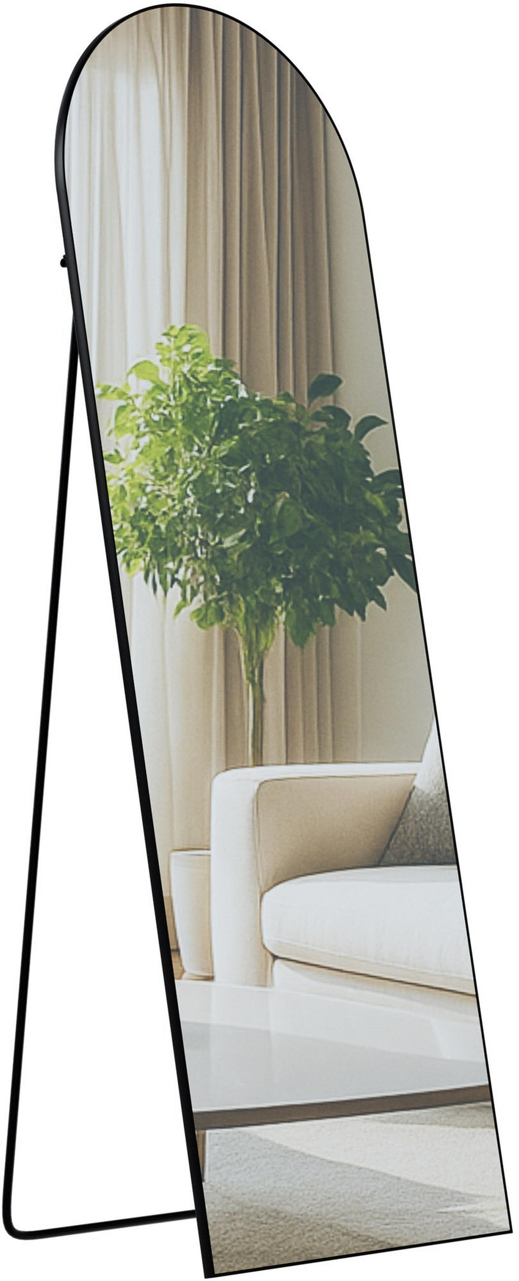 STANDSPIEGEL Malaga Glas Schwarz-matt Ganzkörperspiegel - Schwarz, Glas (50/150/3cm) - DELUKE