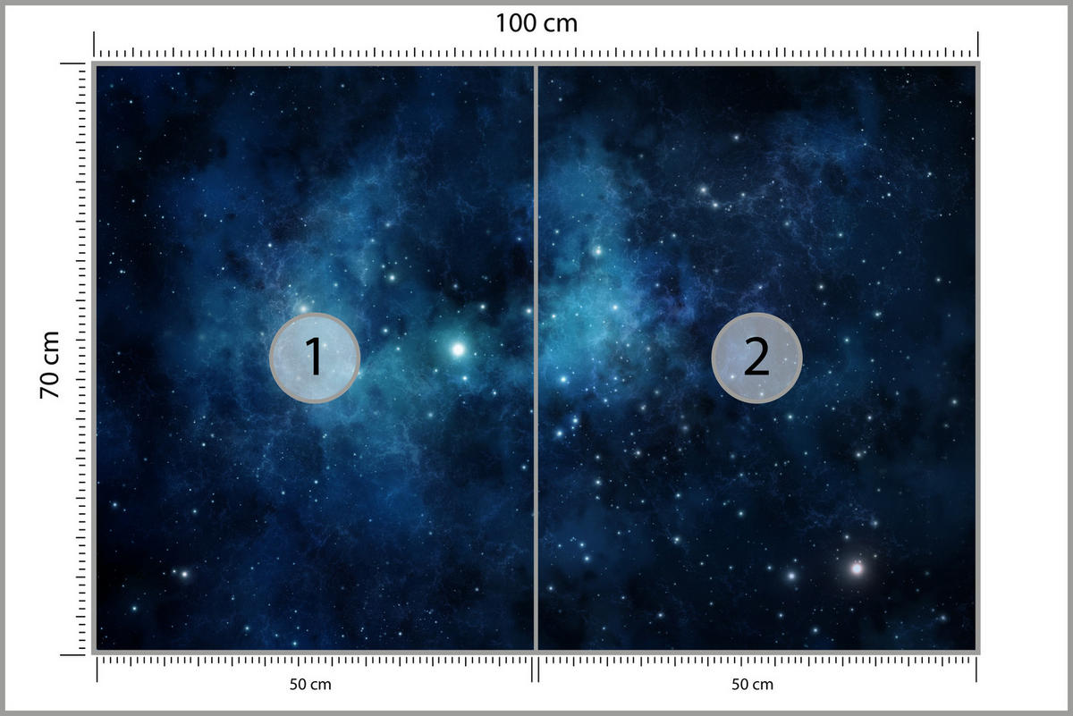 FOTOTAPETE für Wohnzimmer Sternenhimmel Nacht Galaxis 100x70 - Blau/Schwarz, Papier (100/70cm) - Muralo