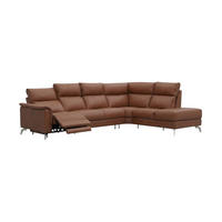 ECKSOFA Borea Echtleder mit 1 x Relaxfunktion Cognacbraun - Cognac, Leder/Metall (310/220cm)