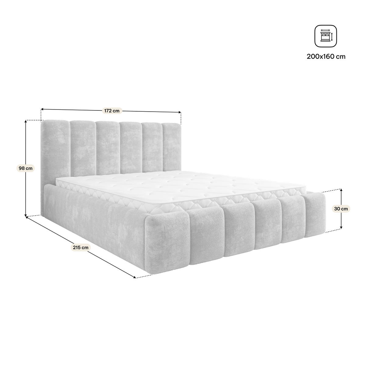 POLSTERBETT ATTORA LM 160x200 cm mit Bettkästen - Grau - Grau, Holz (160/200cm) - MASSENO