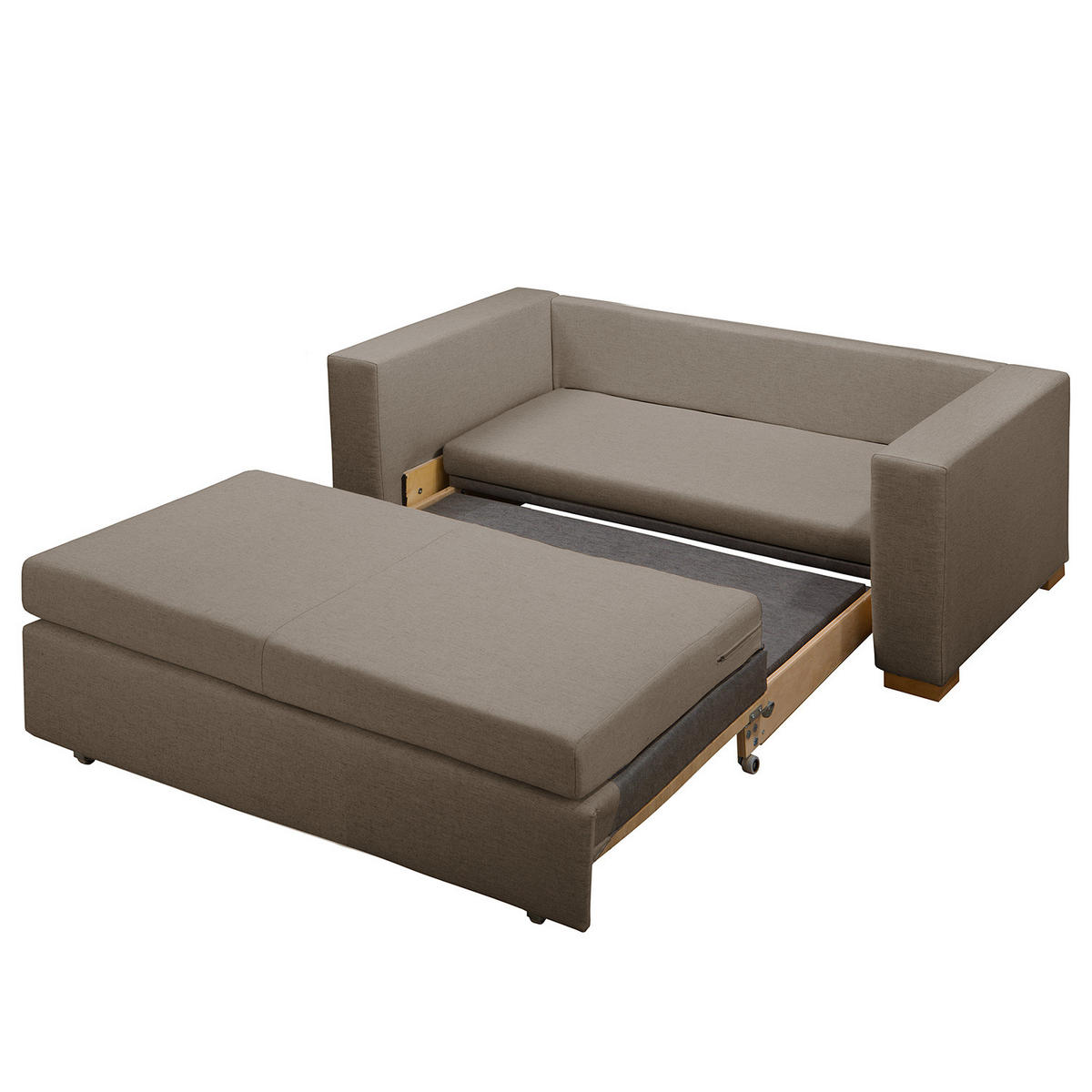 SCHLAFSOFA - Taupe/Hellbraun, Textil (153/90/90cm) - home24