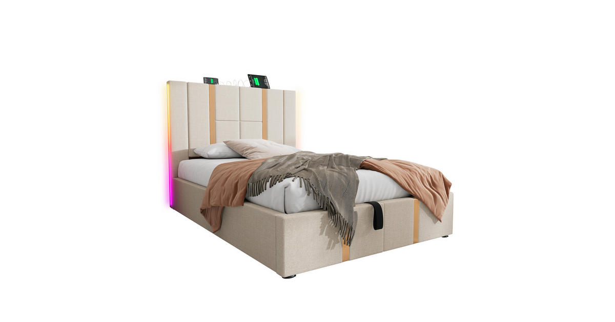 Redom POLSTERBETT 90/200 cm mit Bettkasten, RGB-LED & USB/Typ-C im ...