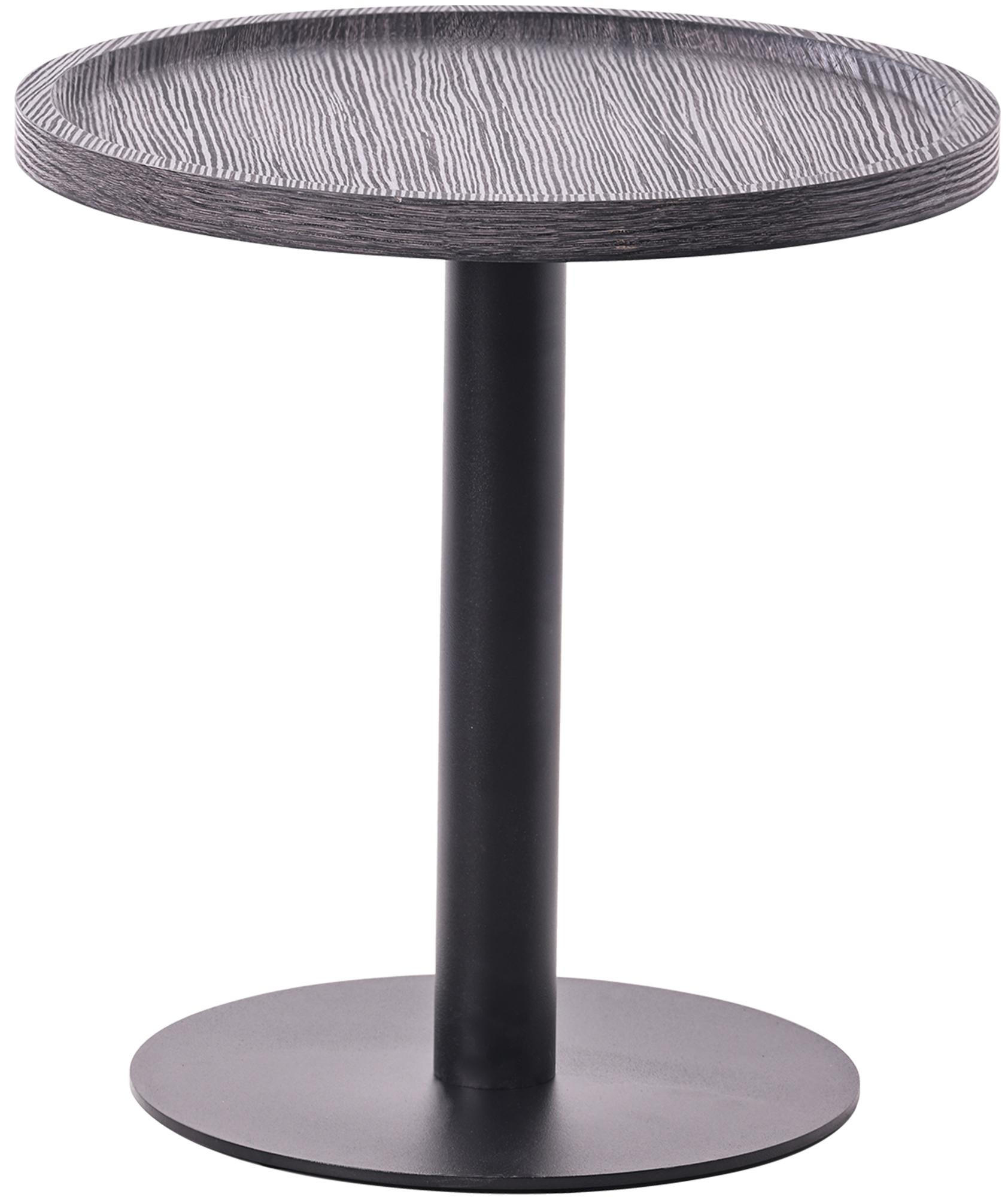 BEISTELLTISCH rund 40 cm Holz Grau - Schwarz/Grau, Holz/Metall (40/40/42cm) - CLP