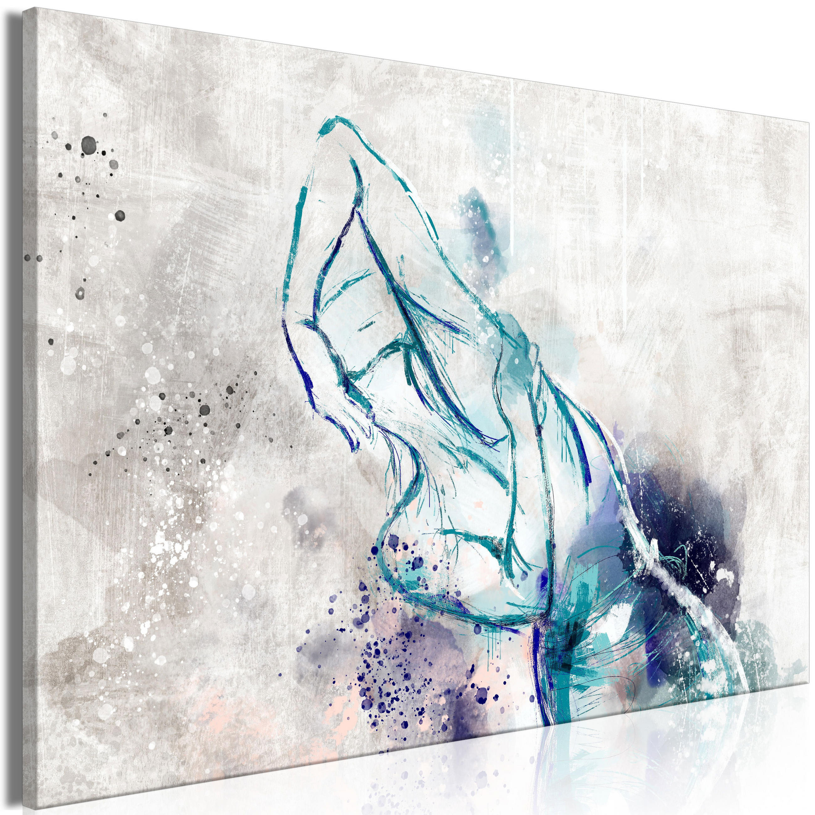 KUNSTDRUCK Grau 60/40 cm - Blau/Grau, Textil (60/40cm) - KUNSTLOFT