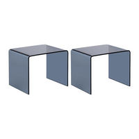 2ER-SET Nachttische - gebogenes & getöntes Sicherheitsglas - SUZANA - Transparent/Grau, Glas (40/40/50cm) - Vente-Unique
