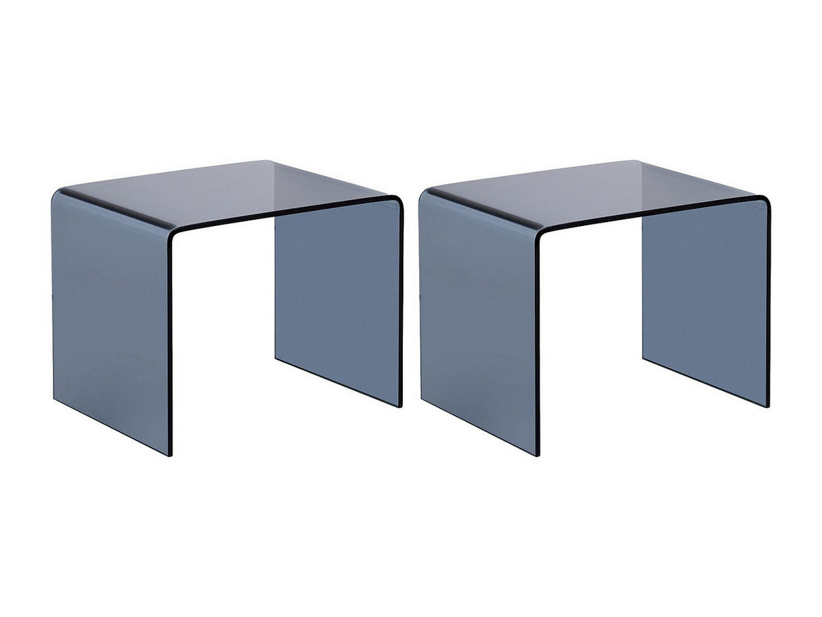 2ER-SET Nachttische - gebogenes & getöntes Sicherheitsglas - SUZANA - Transparent/Grau, Glas (40/40/50cm) - Vente-Unique