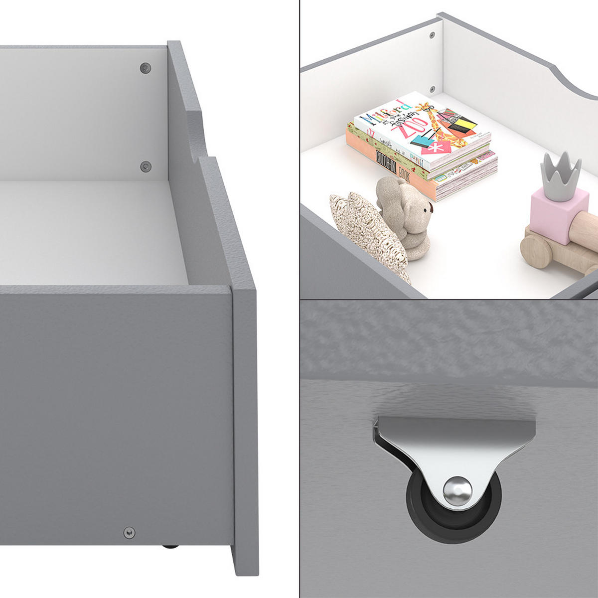 ROLLSCHUBLADE Bali Grau 78 x 61.8 cm 2er Set - Grau, Holzwerkstoff - VitaliSpa