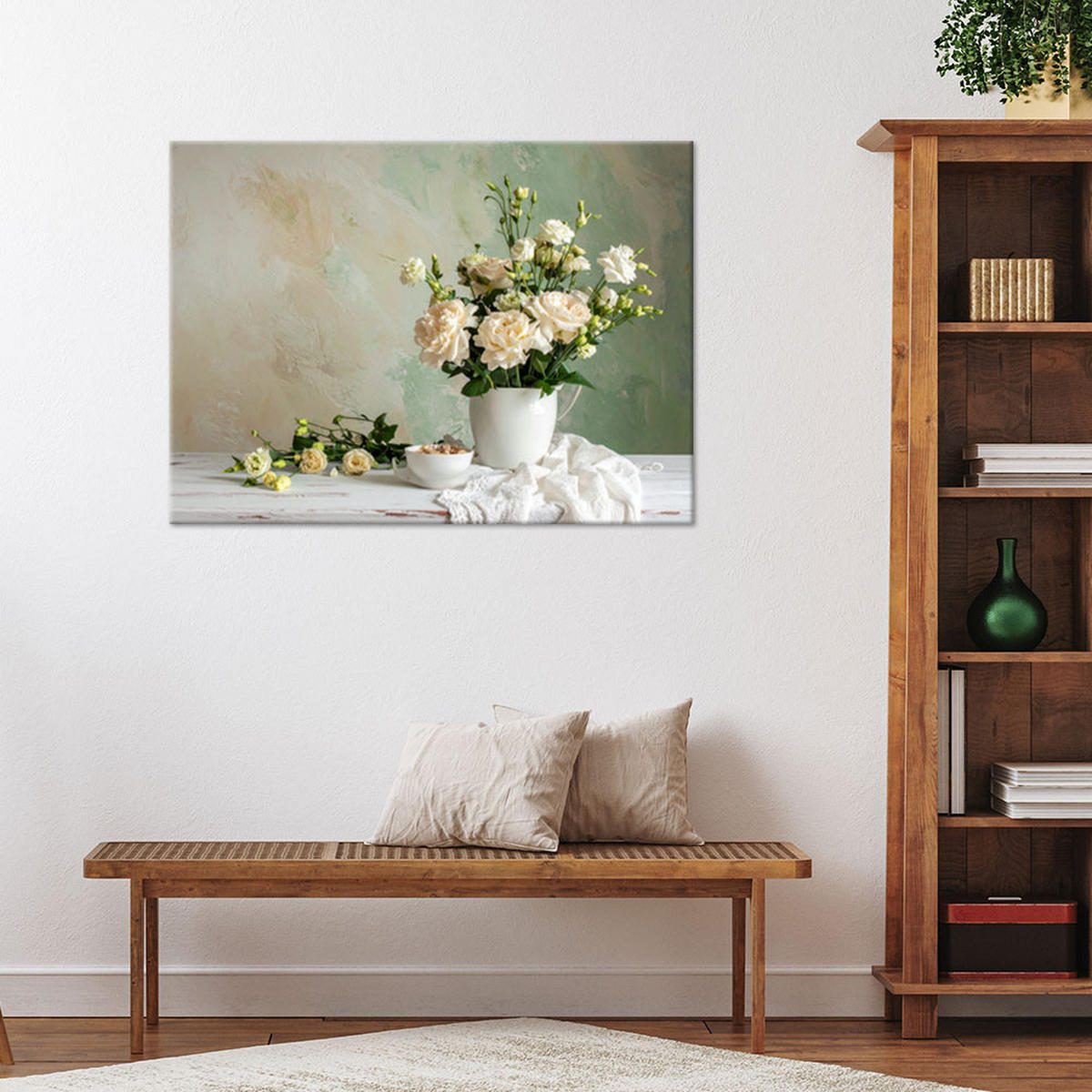 LEINWANDBILD Blumen 60x40cm - Beige, Textil (60/40cm) - Feeby