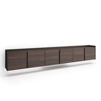 LOWBOARD, Dunkler Eiche und Schwarz, 309/35/50cm, Hängend - Dunkelbraun, Holzwerkstoff (309/50/35cm) - Skraut Home