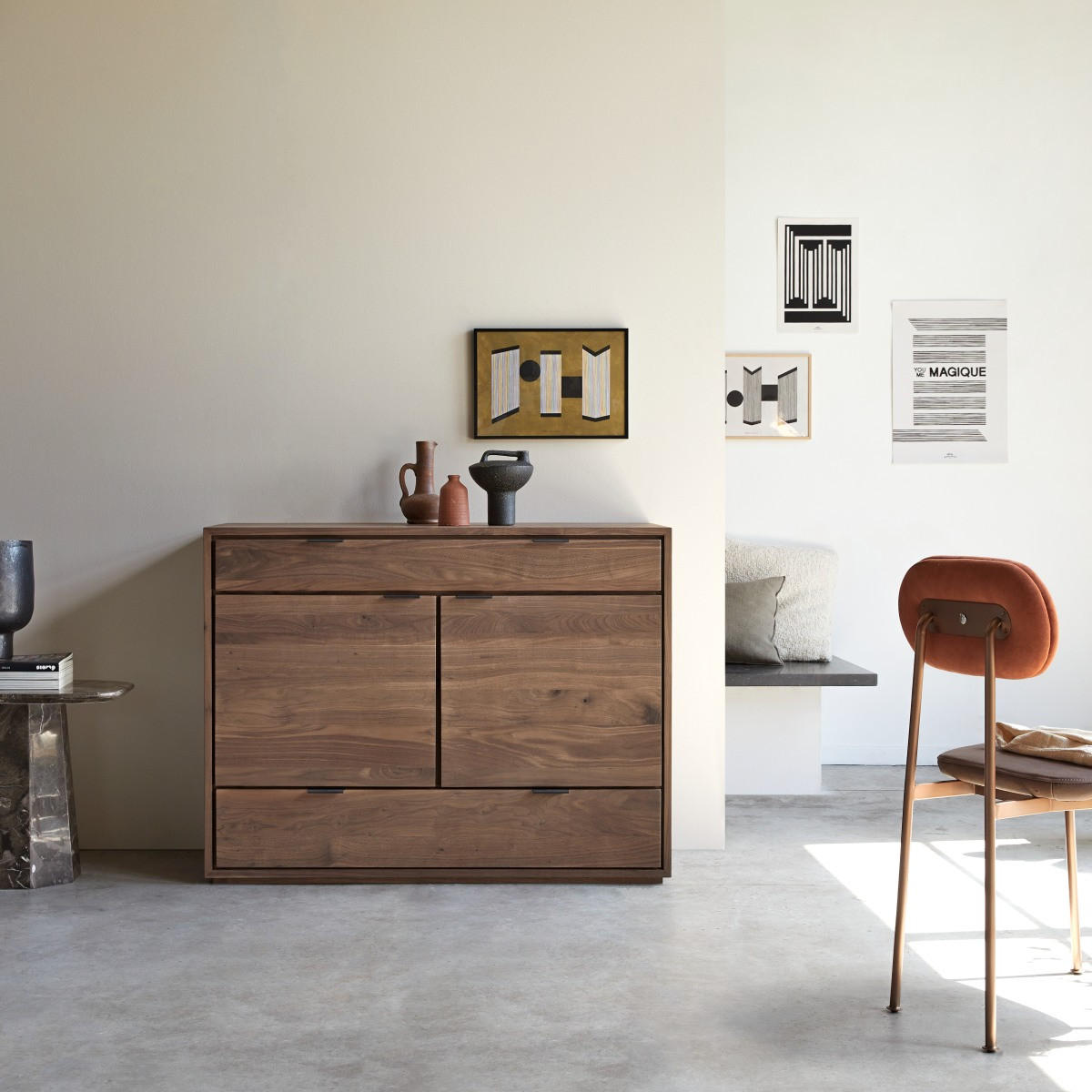 SIDEBOARD Senson Braun aus Walnuss - Braun, Holz (120/92/45cm) - Tikamoon