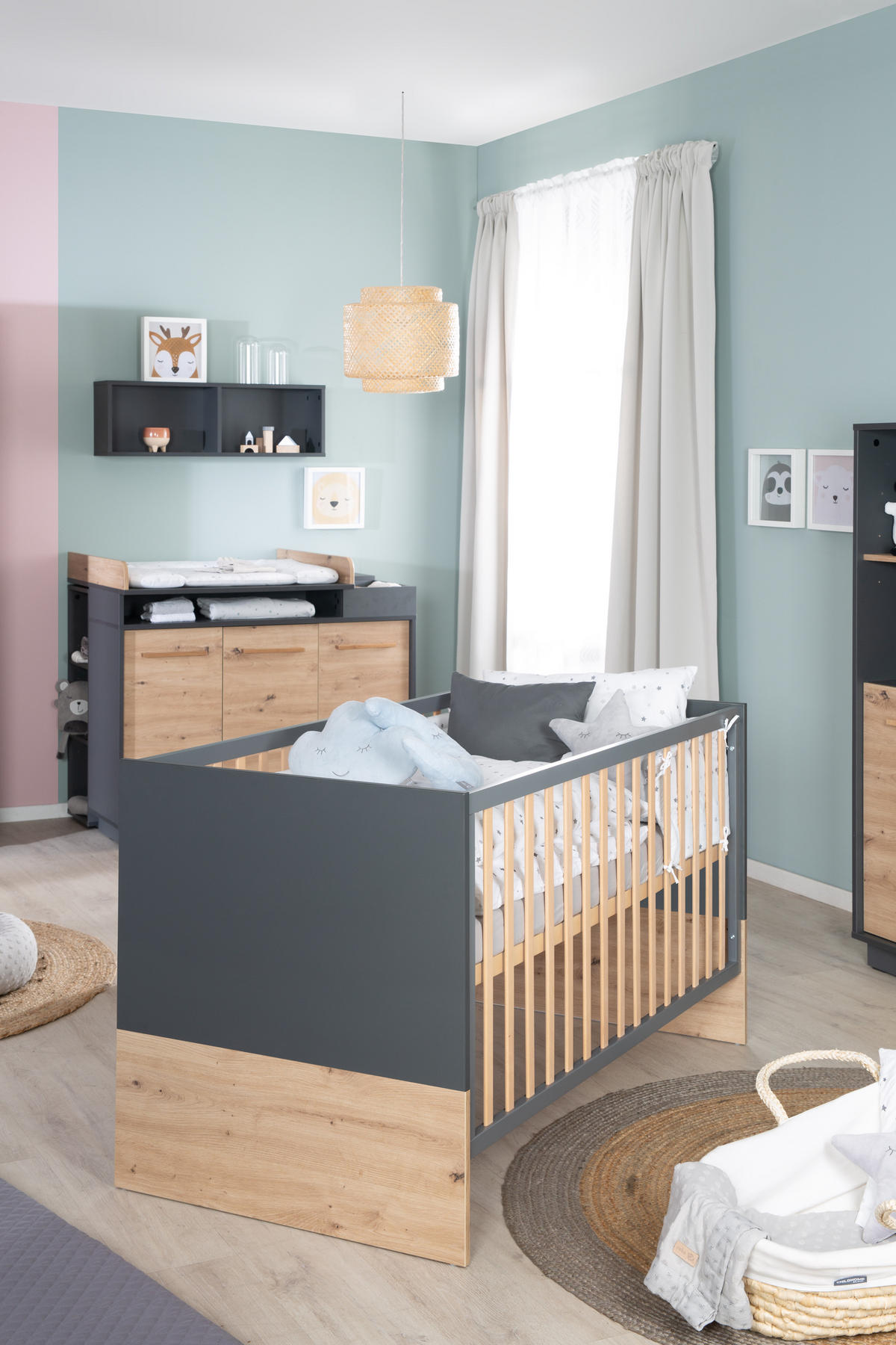 BABYBETT Lenn 70 x 140 cm - Anthrazit, Holzwerkstoff (70/140cm) - Roba