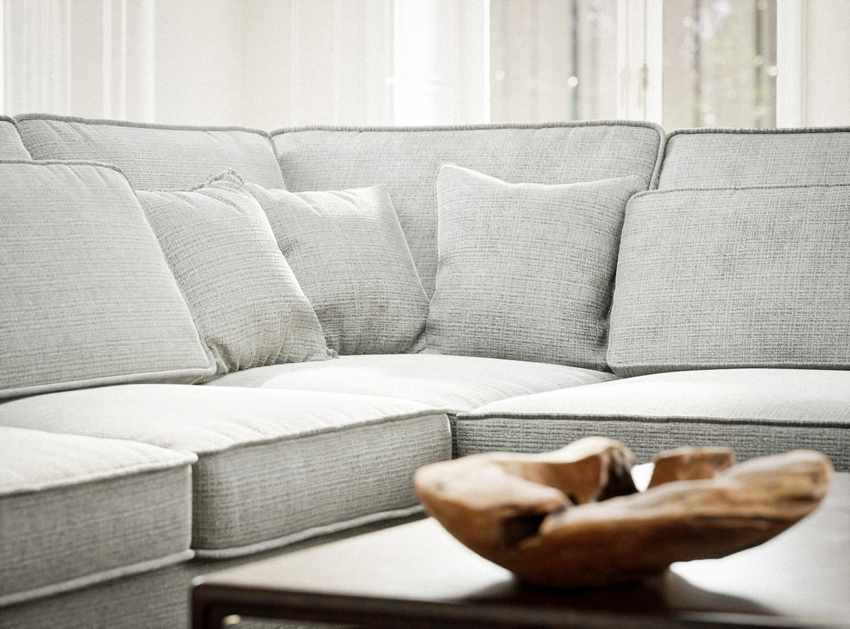 ECKSOFA Kirou Grau Chenille-Stoff - Rechts Seite - Schwarz/Grau, Holz/Holzwerkstoff (311/225cm) - Maison de Reve