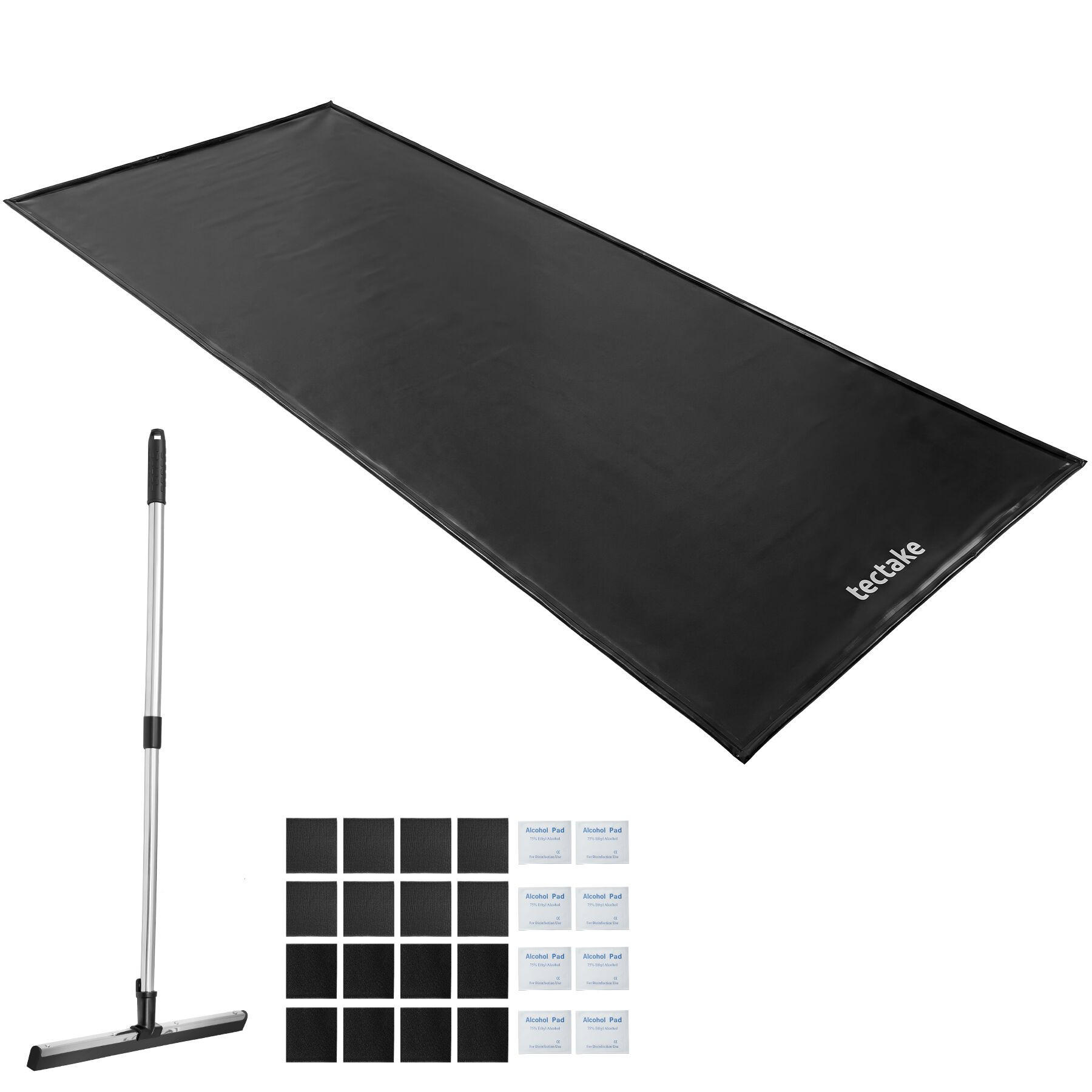 GARAGENBODENMATTE , inklusive ausziehbarem Abzieher, schwarz - Schwarz, Kunststoff (260/670cm) - tectake