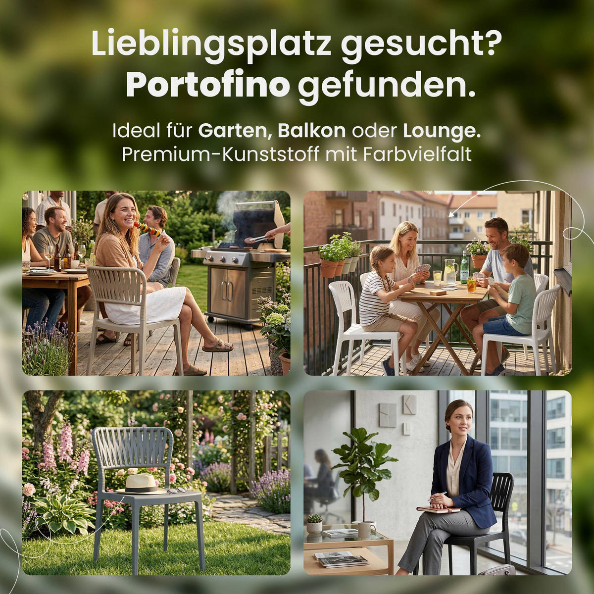 GARTENSTUHL 4er Set Kunststoff Taupe - Taupe, Kunststoff (45/84/55cm) - CLP