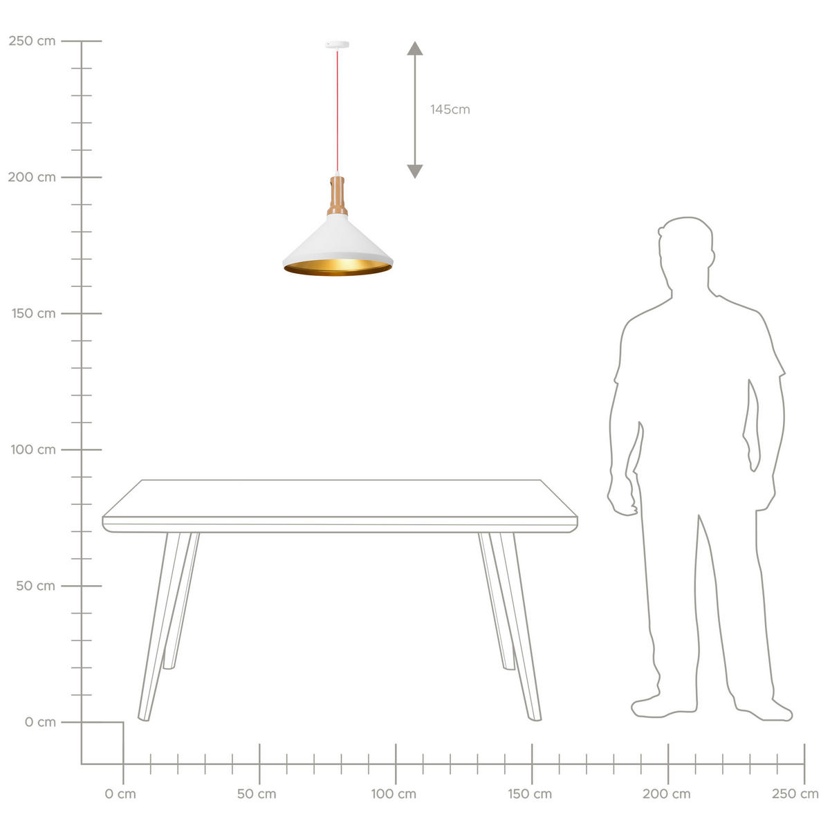 HÄNGELEUCHTE Liard 33/33/179 cm - Weiß, Metall (33/33/179cm) - Beliani