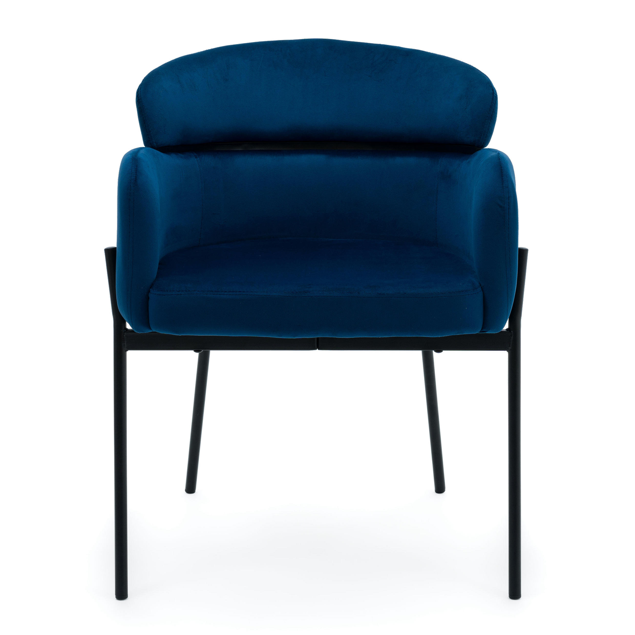 STUHL BOLZANO gepolsterter mit Steppung - dunkelblau - Samt Velour - Blau/Schwarz, Textil/Metall (62/80/61cm) - NEW HOME