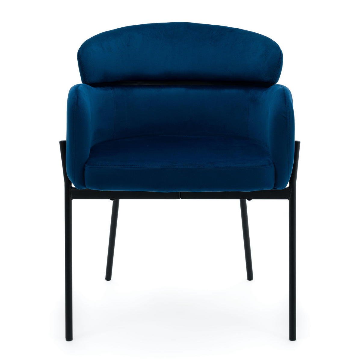 STUHL BOLZANO gepolsterter mit Steppung - dunkelblau - Samt Velour - Blau/Schwarz, Textil/Metall (62/80/61cm) - NEW HOME