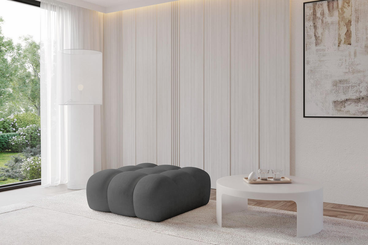 TABURET OLEA-PUF 91x87x44 cm Tmavě šedá Velur - černá/antracitová, kompozitní dřevo/textil (91/44/87cm) - ALTDECOR