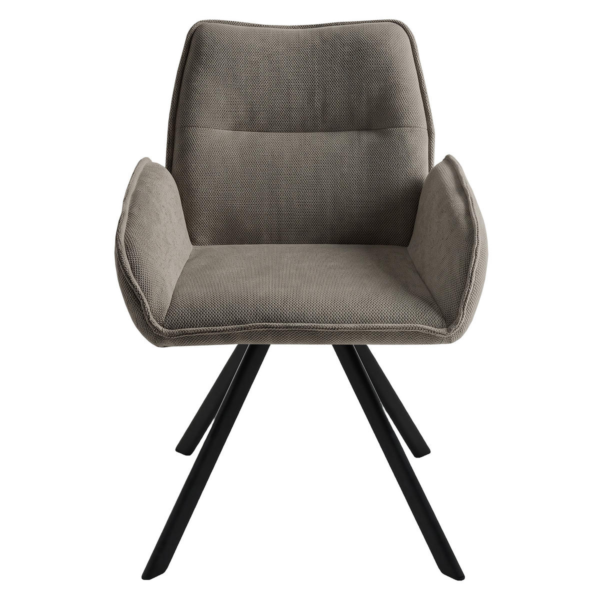 DREHSTUHL Zerra im Geflechtstoff mit Metallbeinen, Dunkelbeige - Schwarz/Cappuccino, Metall (55/87/46cm) - Beautysofa