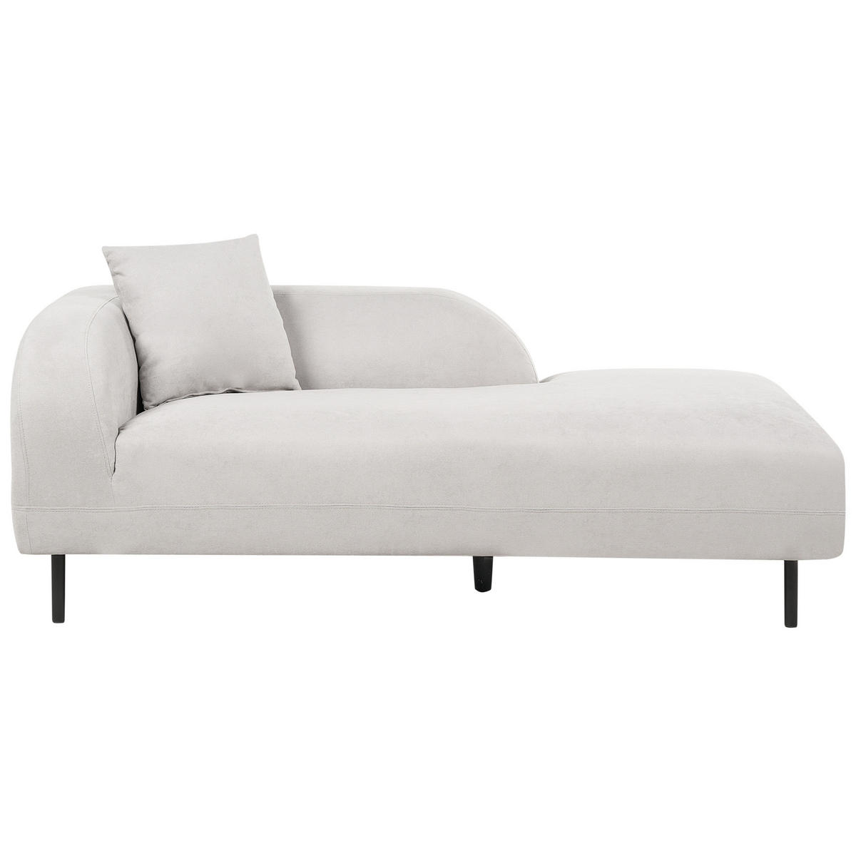 CHAISELONGUE Samtstoff hellgrau linksseitig Le Crau - Schwarz/Grau, Textil (170/65/84cm) - Beliani