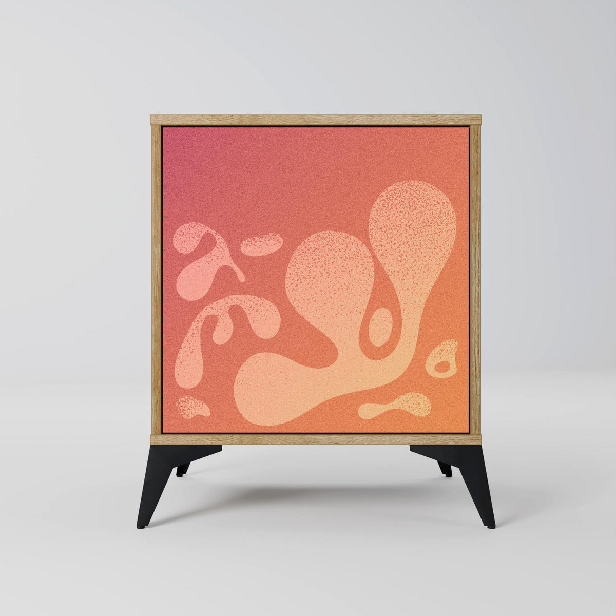 SIDEBOARD IRREGULAR PINK, Eichefarben, 57,5x42x77,5 cm, Schräge Buchenholzfüße - Eichefarben/Buchefarben, Holzwerkstoff/Buchenholz (57.5/77.5/42cm) - SpaceRebels