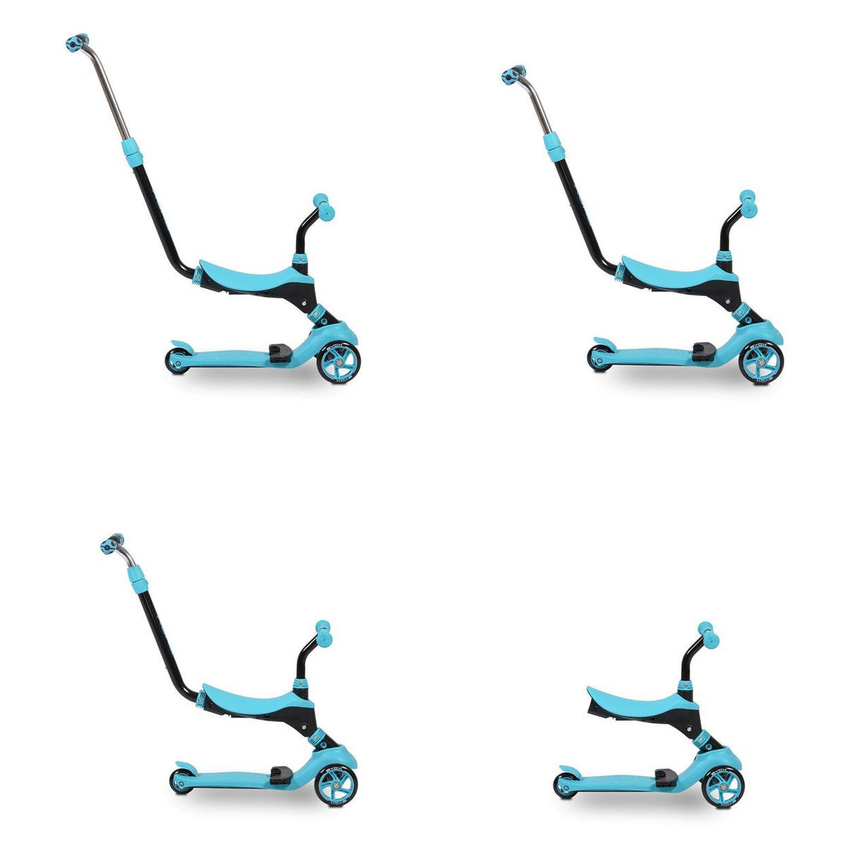 KINDERROLLER Tristar 3 in 1 blau Roller Rutscher Schiebestange PU Räder ABEC-5 - Blau, Metall (55/26/76cm)