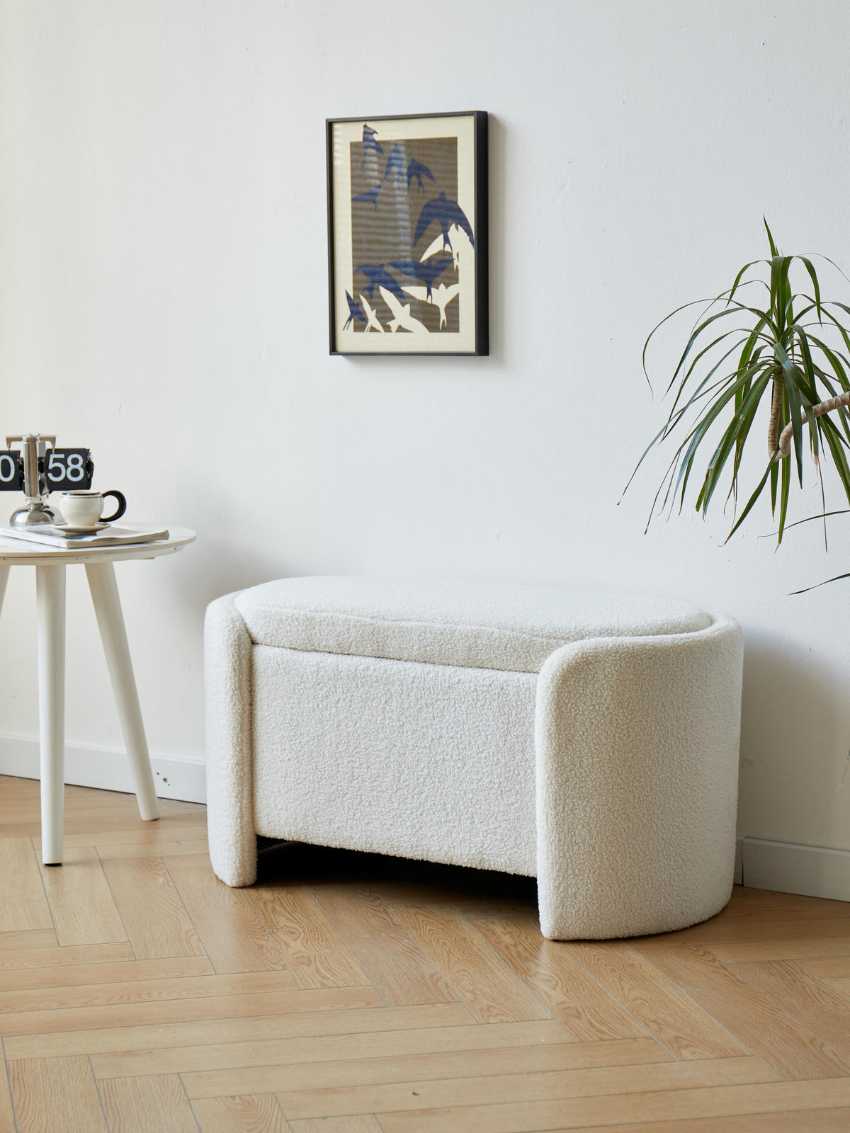 SITZBANK Wolle Weiß - Weiß, Textil (88/46/45cm) - Nordlys