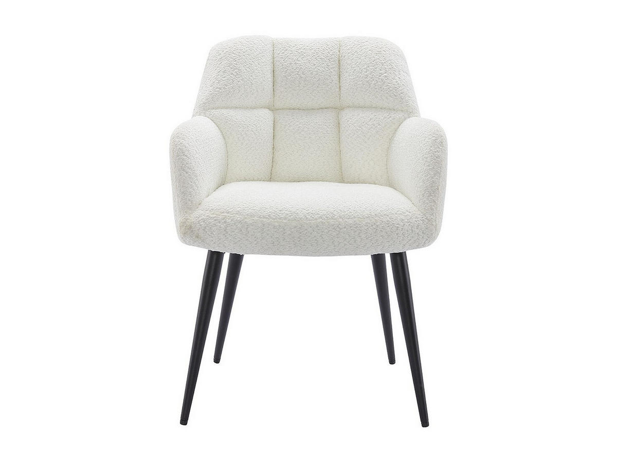 STUHL mit Armlehnen 2er-Set - Bouclé-Stoff & Metall - Weiß - PEGA - Weiß, Textil (62/78/58.5cm) - Pascal Morabito