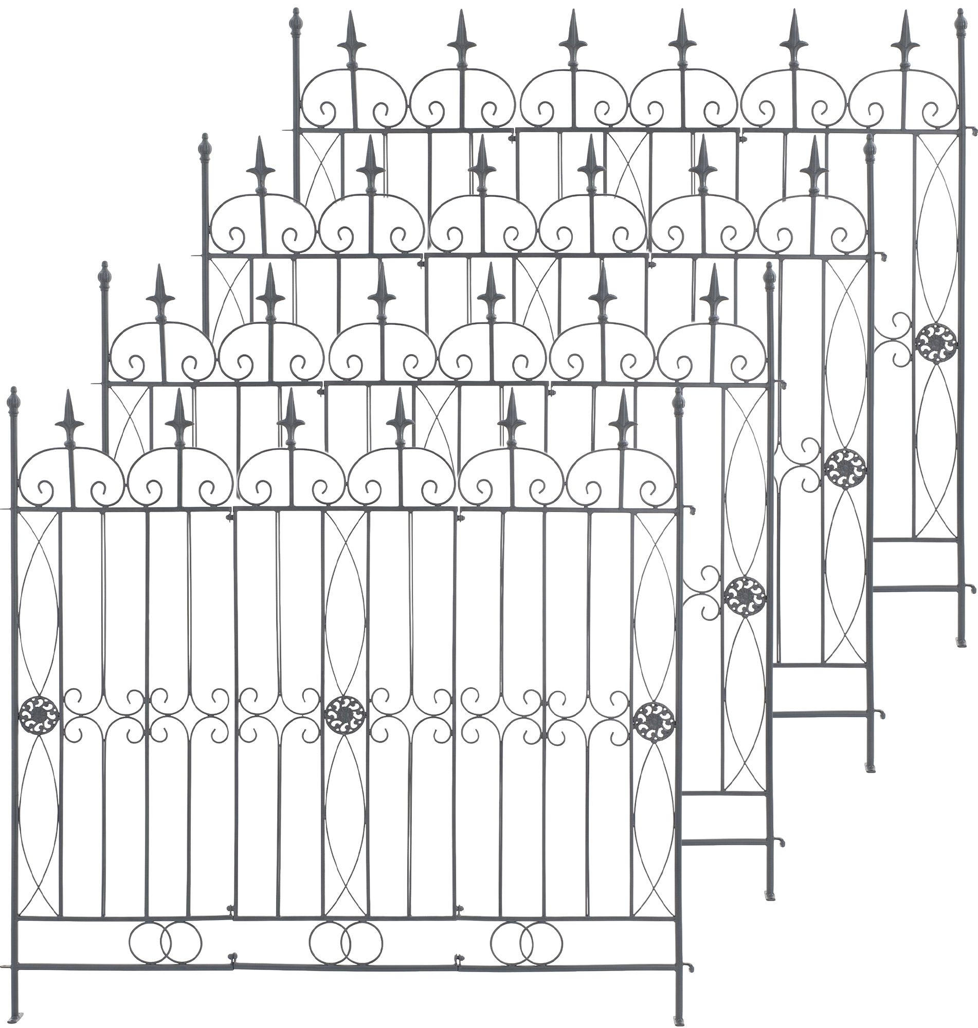 GARTENZAUN 4 Metall Anthrazit - Anthrazit, Metall (124/116cm) - CLP
