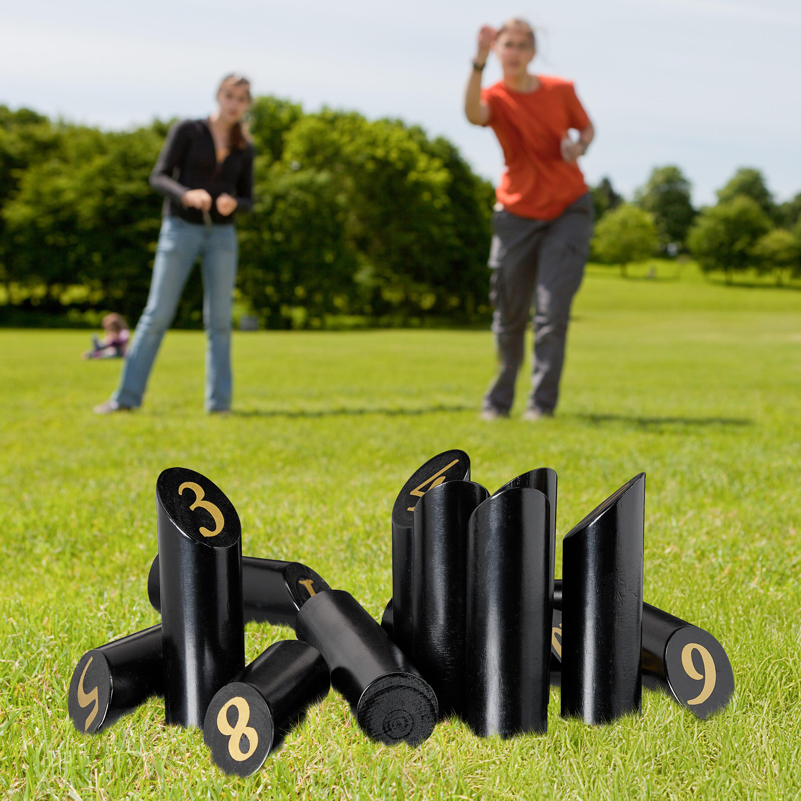 KUBB-WIKINGERSPIEL - Schwarz, Holz/Textil (4.5/22.5/4.5cm) - Relaxdays