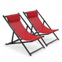 LIEGESTUHL 2-tlg., Rot - Rot, Metall (61/74/102cm) - Oviala