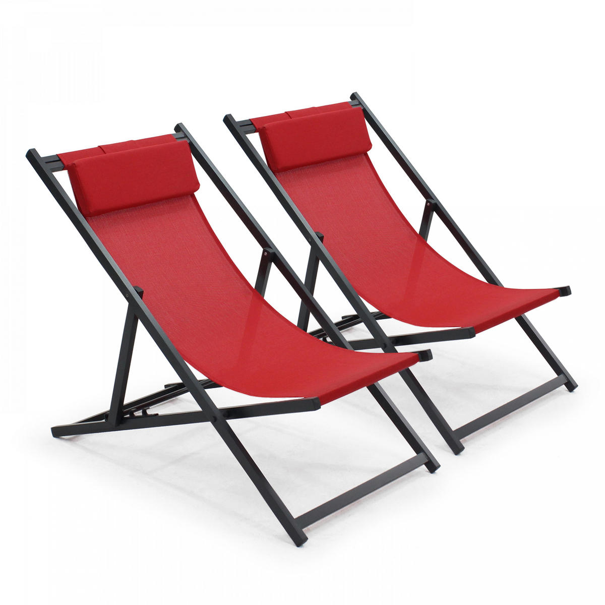 LIEGESTUHL 2-tlg., Rot - Rot, Metall (61/74/102cm) - Oviala