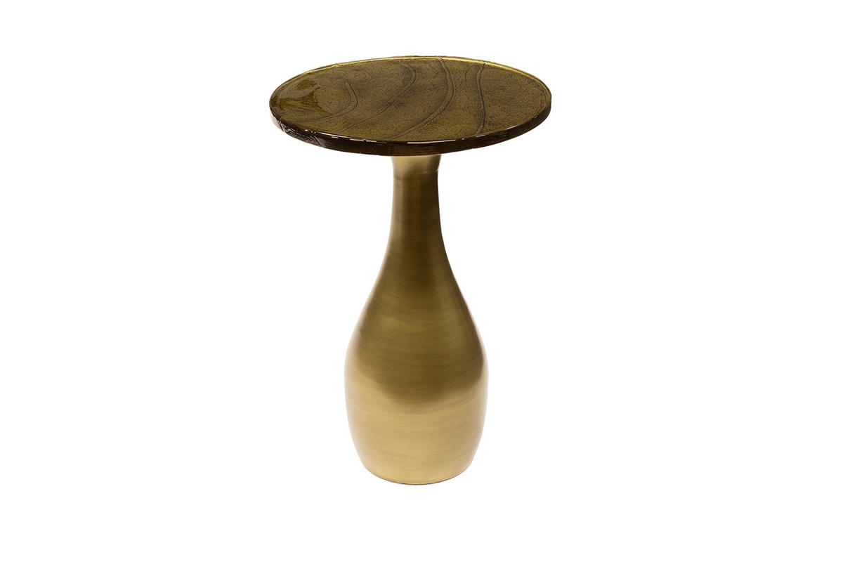 BEISTELLTISCH MOKKA Gold Glas - Goldfarben, Glas/Metall (40/40/60cm) - KAWOLA