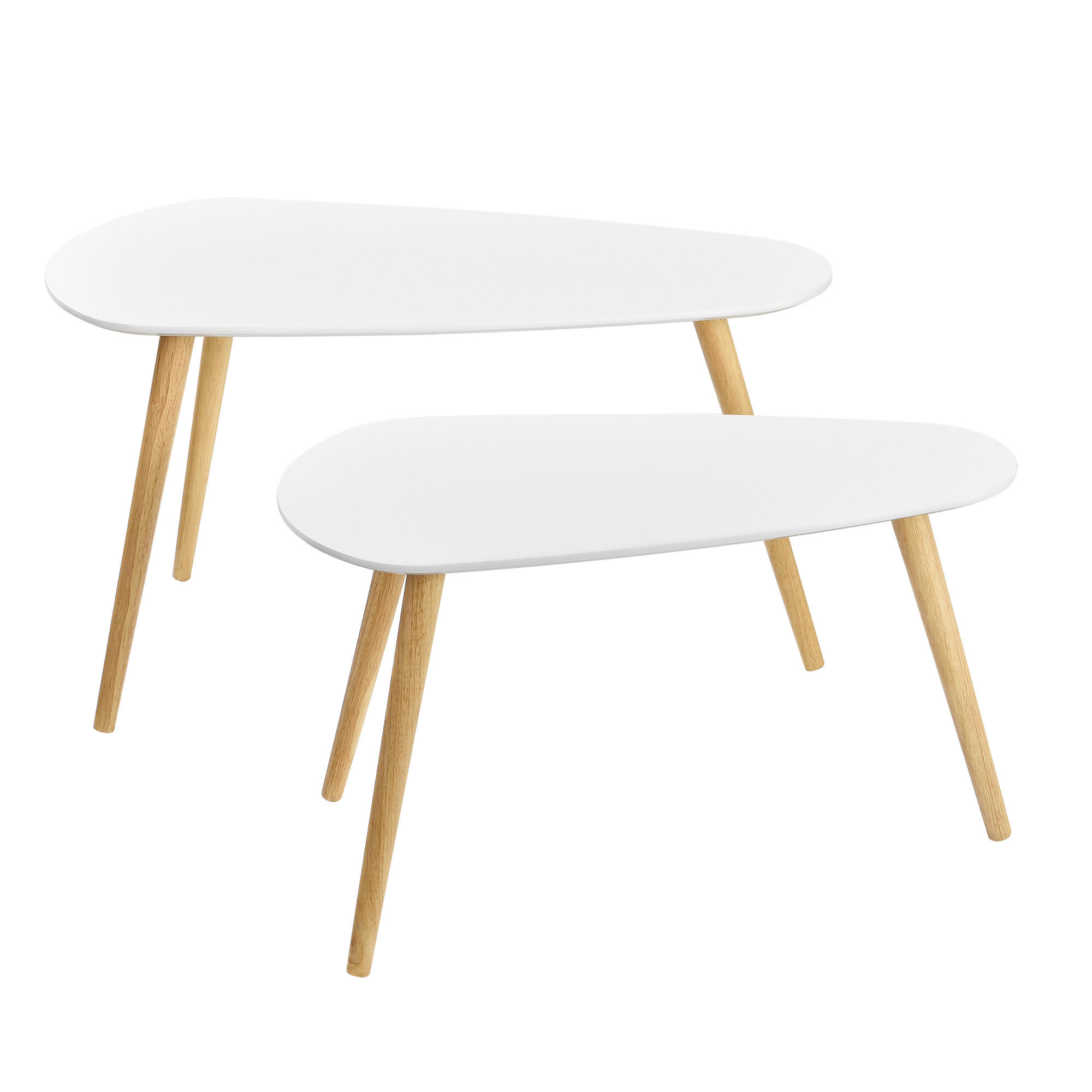 COUCHTISCH Langesund SET 2-teilig 80/40/46 - Weiß Hochglanz, Holzwerkstoff (40/80/46cm) - [en.casa]