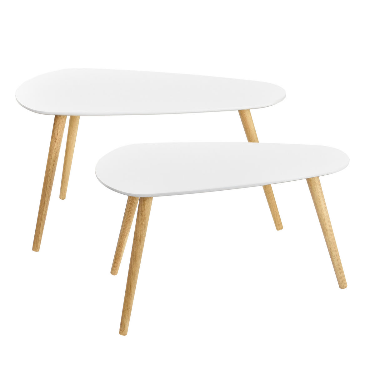 COUCHTISCH Langesund SET 2-teilig 80/40/46 - Weiß Hochglanz, Holzwerkstoff (40/80/46cm) - [en.casa]