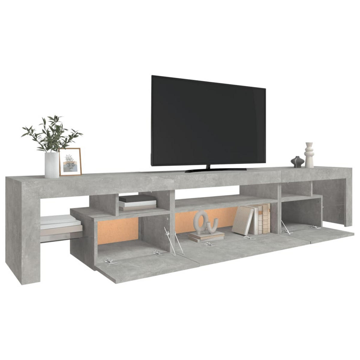 TV-SCHRANK Mit Led-Leuchten Betongrau 215/36,5/40 Cm - Grau, Holz (215/40/36.5cm) - vidaXL